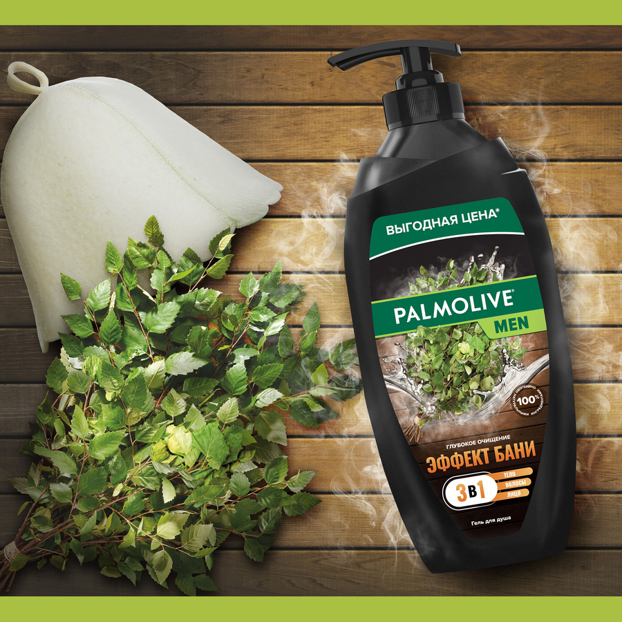 Гель для душа мужской PALMOLIVE Men Эффект бани Глубокое очищение 2в1, 750мл, превью