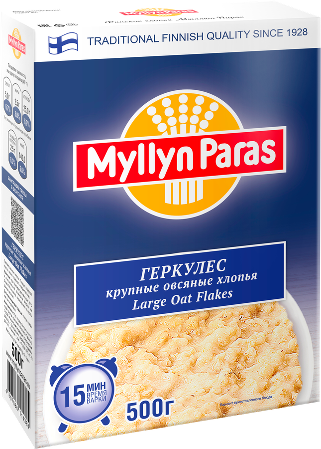 Хлопья овсяные MYLLYN PARAS Геркулес крупные, 500г, превью