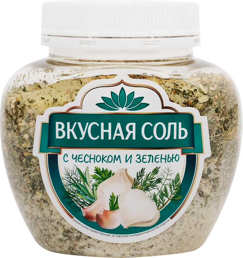 Соль ВКУСНАЯ СОЛЬ с чесноком и зеленью, 400г, предпросмотр