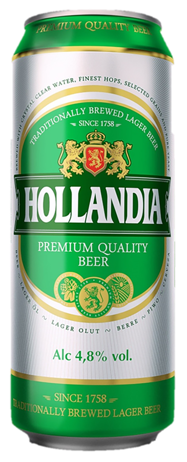 Пиво светлое HOLLANDIA фильтрованное пастеризованное, 4,8%, ж/б, 0.45л, превью