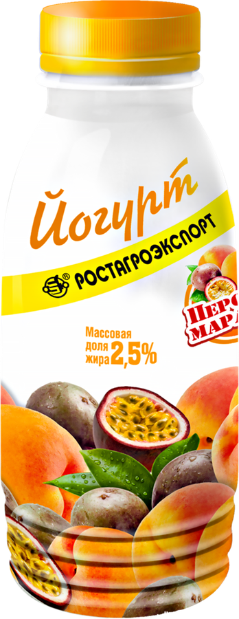 Йогурт питьевой РОСТАГРОЭКСПОРТ Персик, маракуйя 2,5%, без змж, 290г, превью
