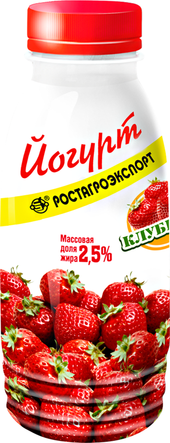 Йогурт питьевой РОСТАГРОЭКСПОРТ Клубника 2,5%, без змж, 290г, предпросмотр