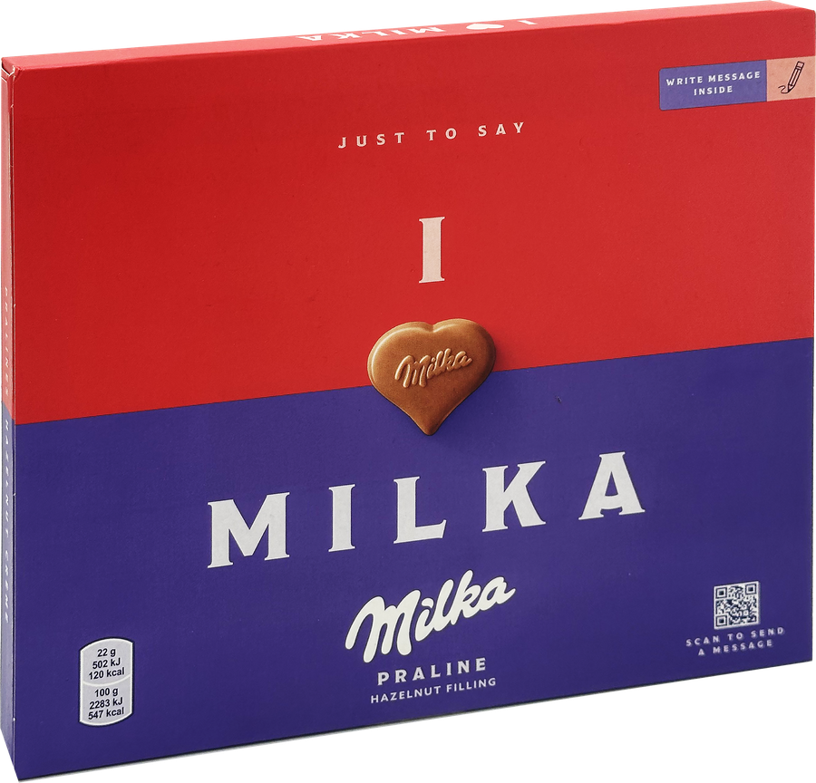 Конфеты MILKA I Love Milka Hazelnut с ореховой начинкой, 110г, предпросмотр