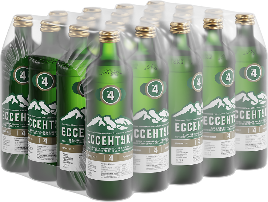 Вода минеральная ЕССЕНТУКИ №4 природная лечебно-столовая газированная, 0.45л, превью