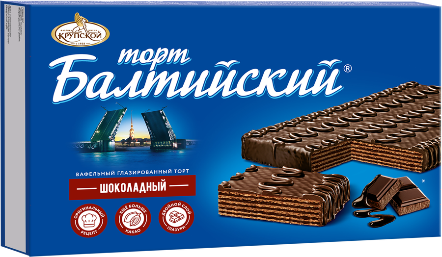 Торт БАЛТИЙСКИЙ Вафельный шоколадный, 320г, предпросмотр