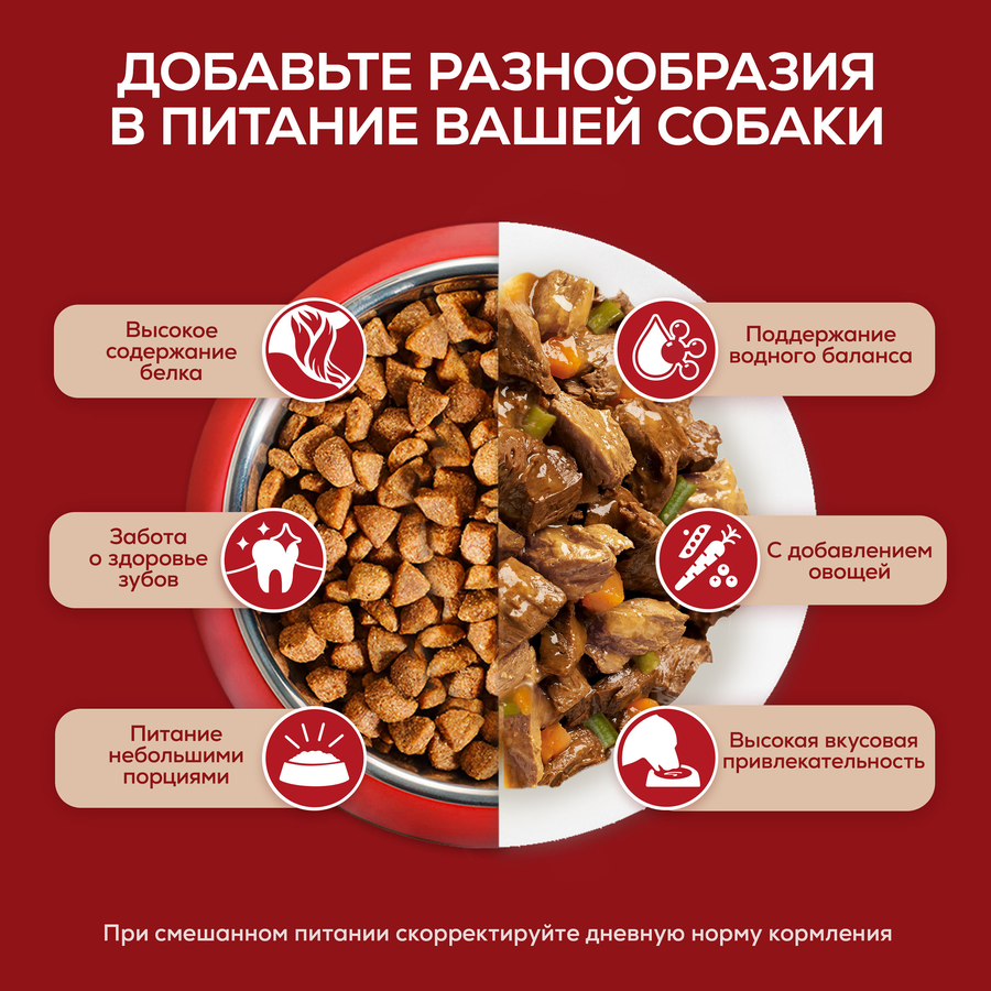 Корм влажный для взрослых собак PURINA ONE Мини для мелких и карликовых пород с активным образом жизни, с уткой, пастой и стручковой фасолью в подливе, 85г, превью