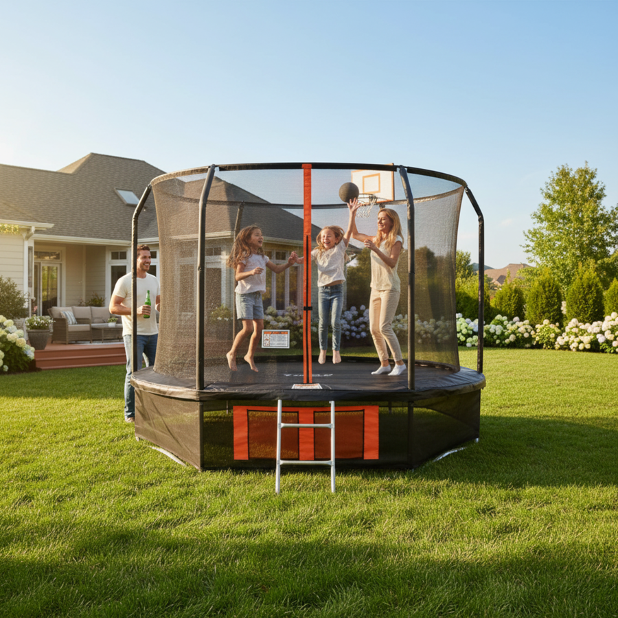 Батут ACTIWELL 305x305x230см, с лестницей и баскетбольным кольцом, Арт. 10F305-BA, превью
