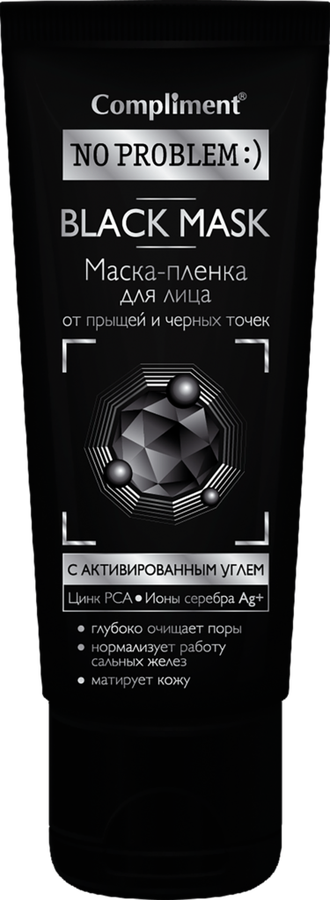 Маска для лица COMPLIMENT No Problem Black mask с активированным углем, 80мл, превью