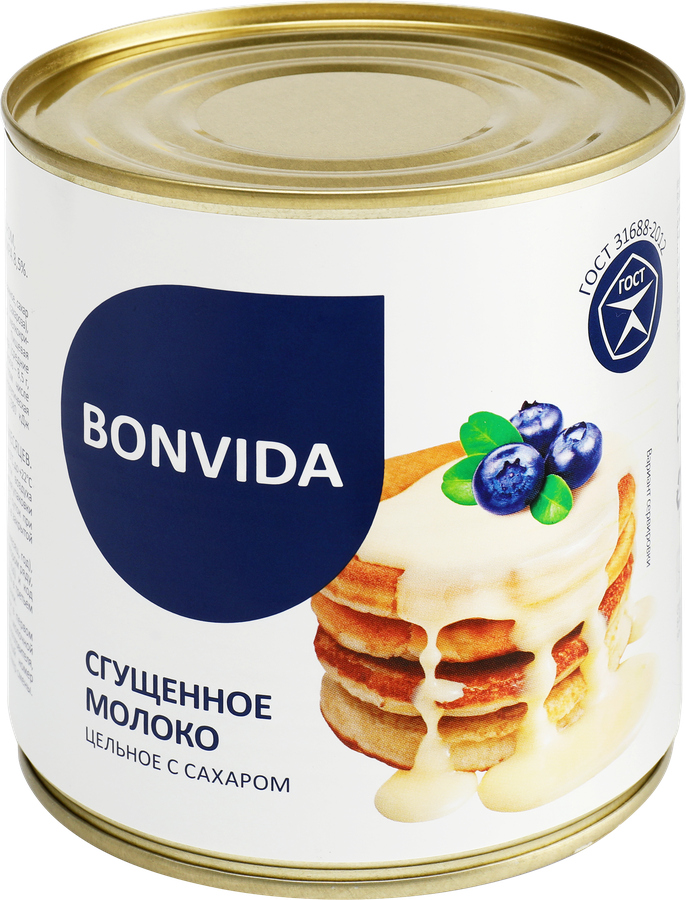Молоко сгущенное BONVIDA цельное с сахаром 8,5% без змж, 950г, предпросмотр