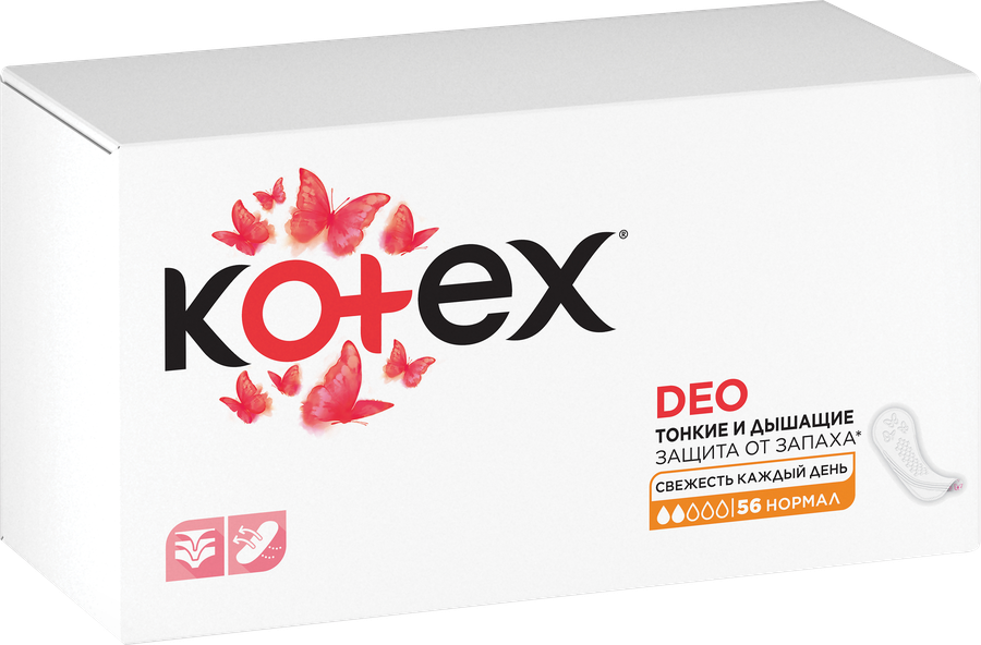 Прокладки ежедневные KOTEX Normal Deo, 56шт, предпросмотр