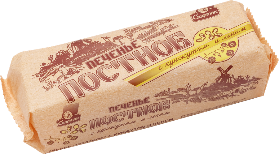 Печенье СПАРТАК Постное с кунжутом и льном, 220г, предпросмотр