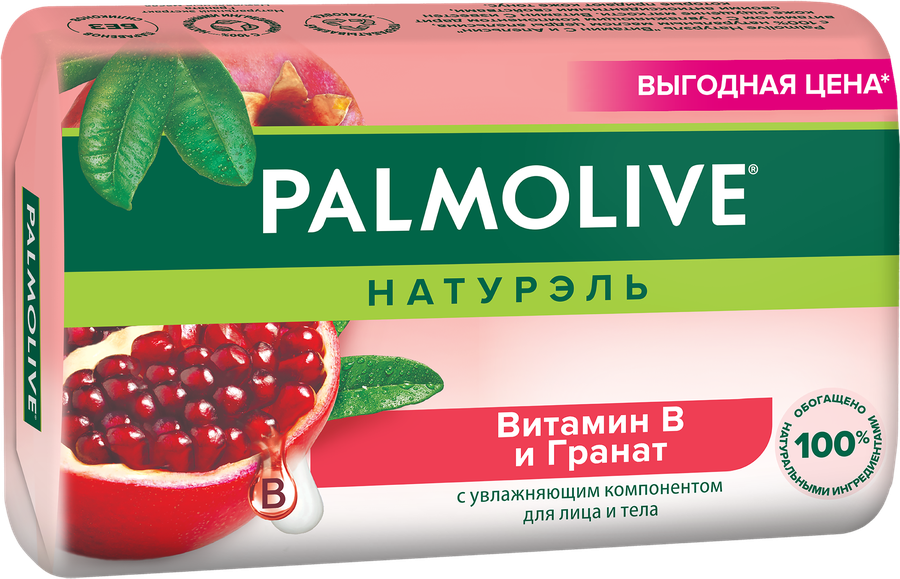 Туалетное мыло PALMOLIVE Натурэль Витамин B и гранат с увлажняющим компонентом, 150г, превью