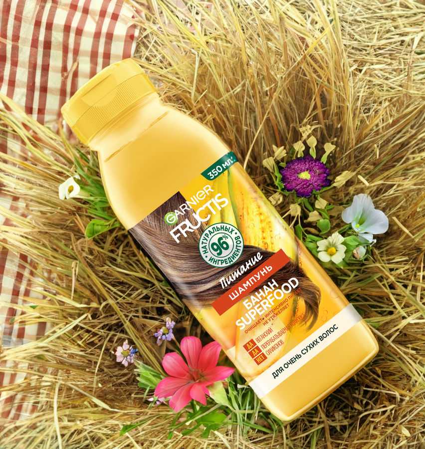 Шампунь для очень сухих волос FRUCTIS Superfood Банан питание, 350мл, превью