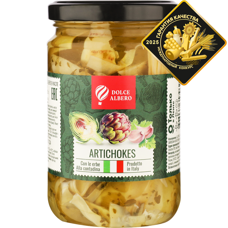 Артишоки DOLCE ALBERO По-деревенски, в масле, 314мл, предпросмотр