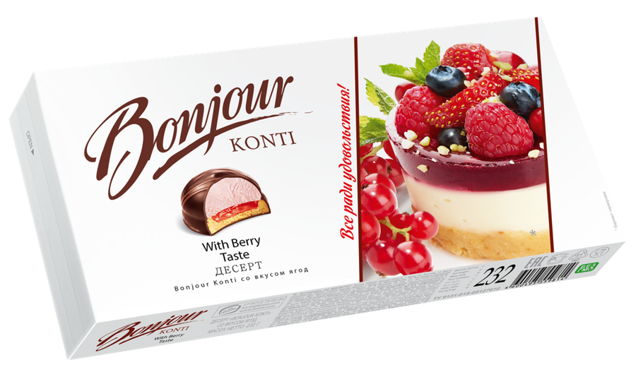 Десерт KONTI Бонжур со вкусом ягод, 232г, превью