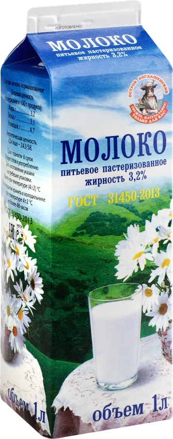 Молоко пастеризованное БОГДАШКА 3,2%, без змж, 1000мл, превью