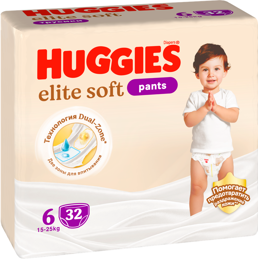 Подгузники-трусики HUGGIES Elite Soft 6 15–25кг, 32шт, превью