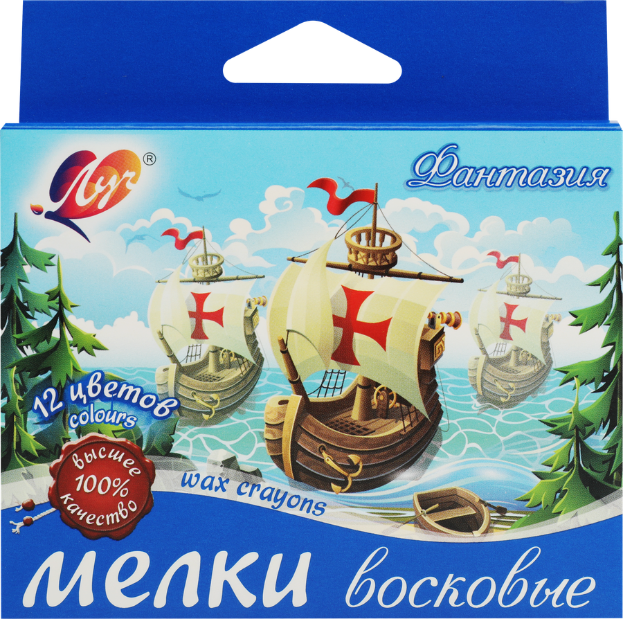 Мелки восковые ЛУЧ Фантазия 12 цветов Арт. 25С 1520-08, превью