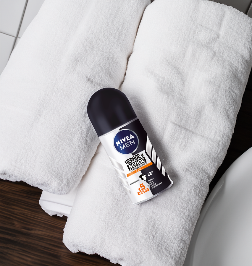 Антиперспирант роликовый мужской NIVEA Men Черное и Белое Невидимый Extra, 50мл, предпросмотр
