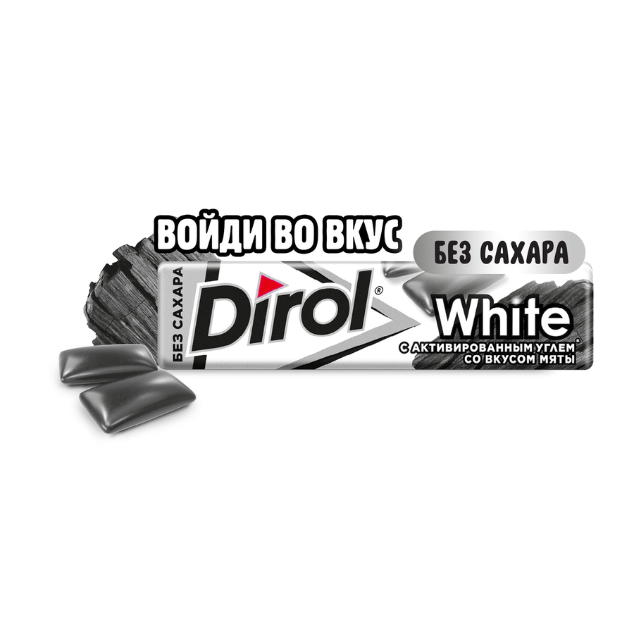 Жевательная резинка DIROL White с активированым углем, со вкусом мяты, 13,6г, превью