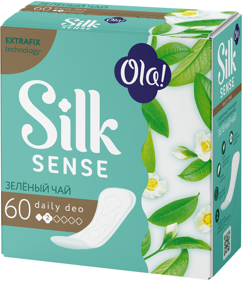 Прокладки ежедневные OLA! Silk Sense Daily Deo Зеленый чай, 60шт, предпросмотр