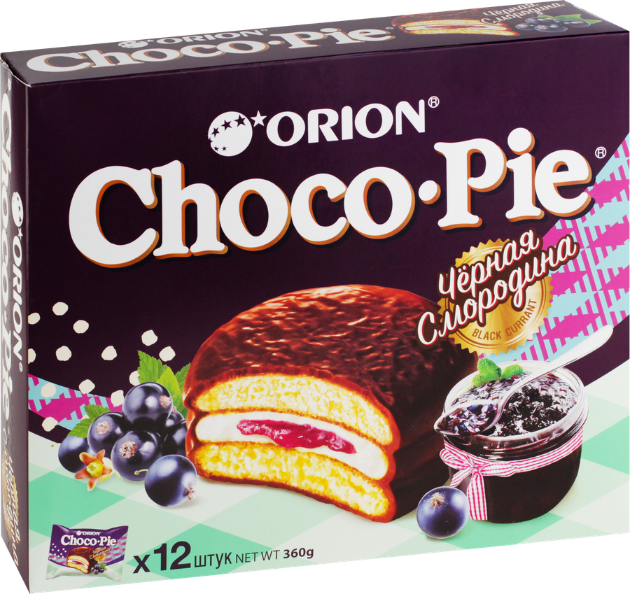 Пирожное ORION Choco Pie черная смородина, 360г, предпросмотр