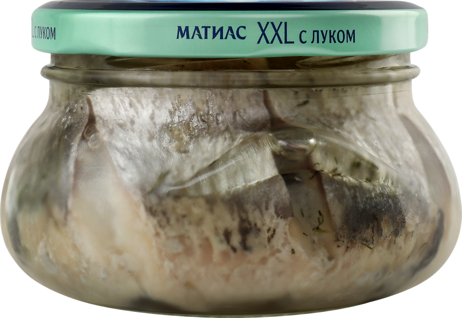 Сельдь САНТА БРЕМОР Матиас XXL отборный филе-кусочки с луком в масле, 260г, превью