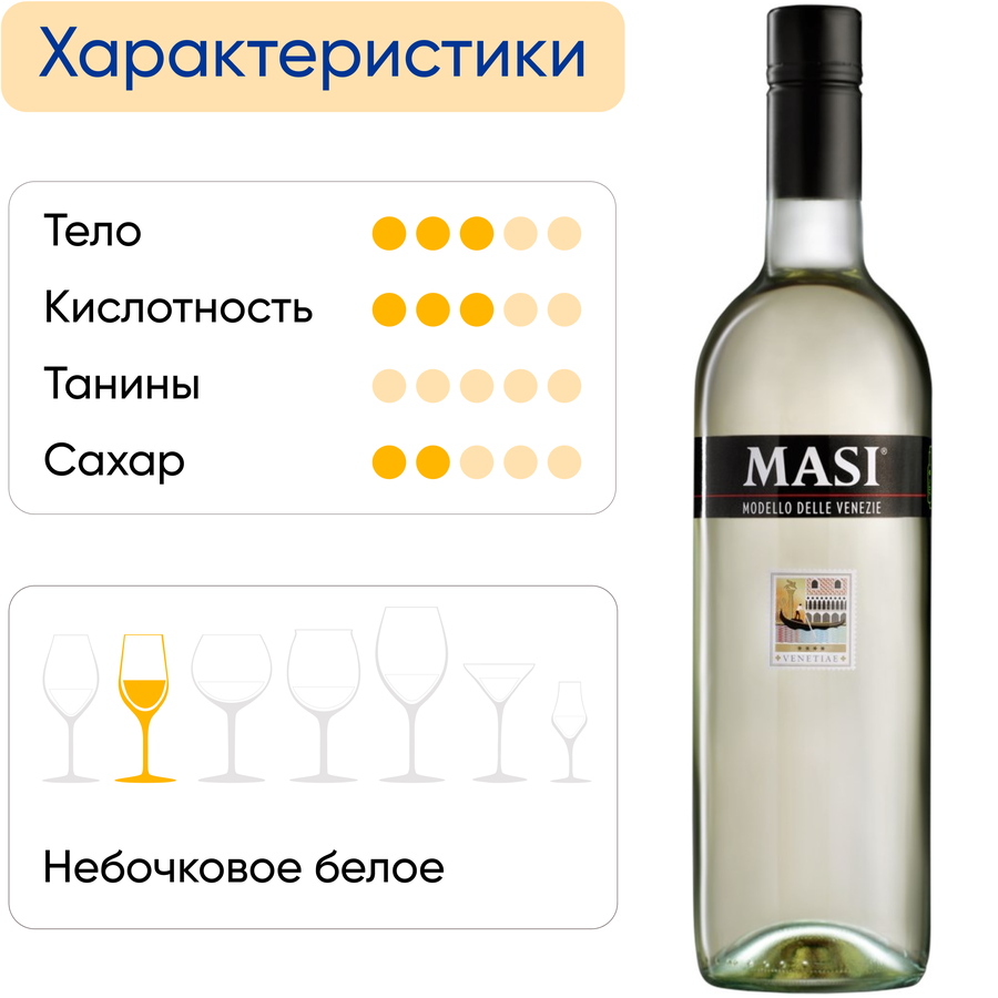 Вино MASI Modello белое полусухое, 0.75л, превью