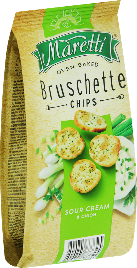 Сухарики пшеничные MARETTI Bruschette со вкусом Сметана и лук, 70г, превью