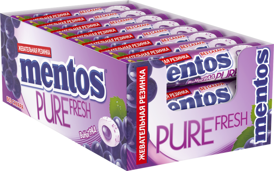 Жевательная резинка MENTOS Pure fresh со вкусом винограда, 15,5г, превью