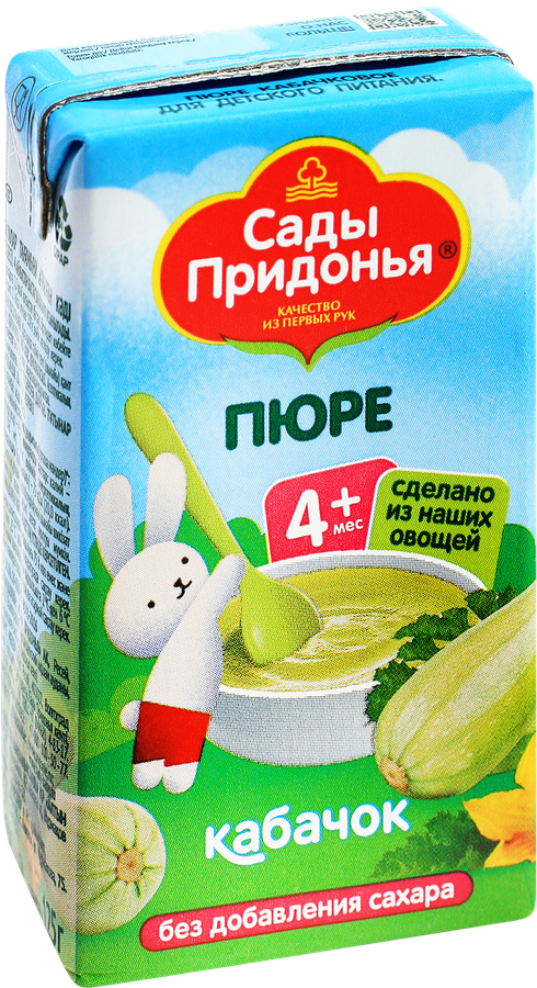 Пюре овощное САДЫ ПРИДОНЬЯ Кабачок, с 4 месяцев, 125г, превью