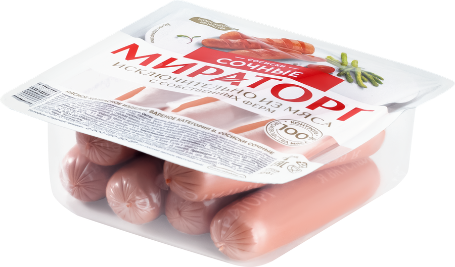 Сосиски МИРАТОРГ Сочные, 350г, превью