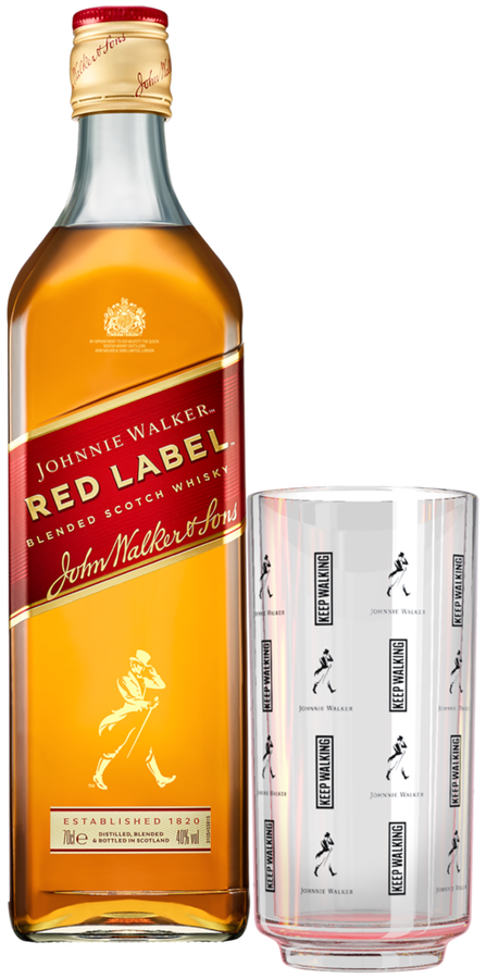 Виски JOHNNIE WALKER Red Label Шотландский, купажированный 40%, п/у + стакан, 0.7л, превью