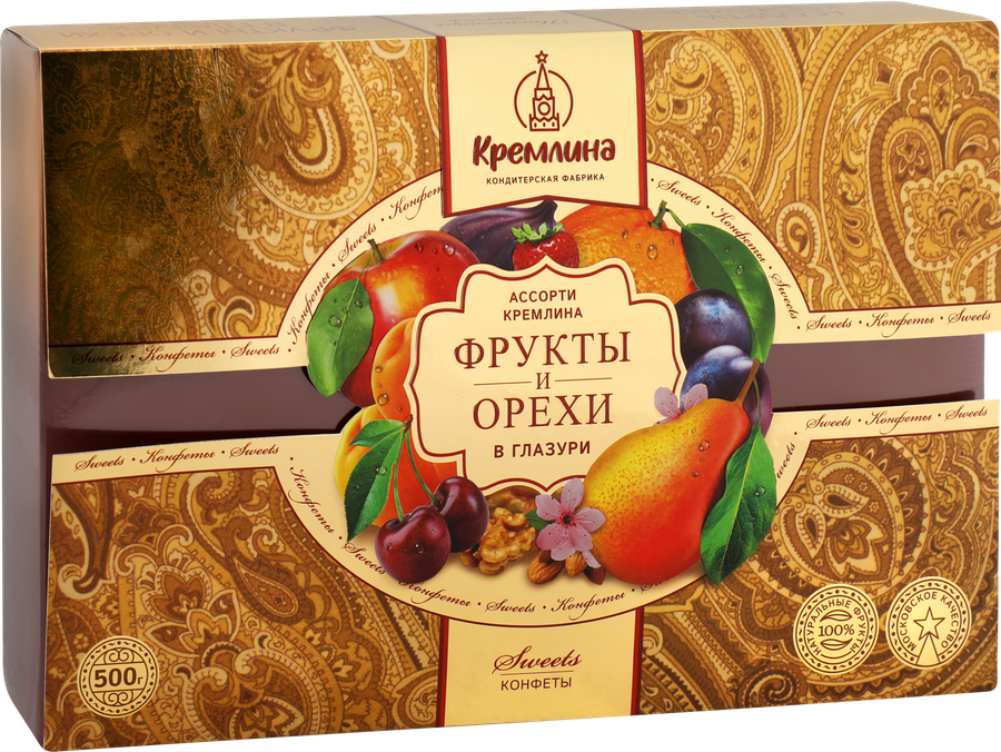 Конфеты КРЕМЛИНА Ассорти фрукты и орехи в глазури, 500г, предпросмотр