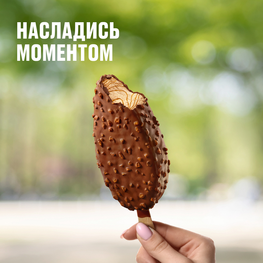 Мороженое SNICKERS Ice Cream, молочное с карамелью и арахисом в глазури 5%, без змж, эскимо, 65г, предпросмотр