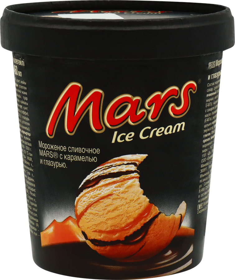 Мороженое MARS Ice Cream, сливочное с карамелью и глазурью 6,5%, без змж, ведро, 300г, предпросмотр