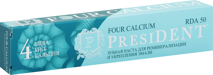 Зубная паста PRESIDENT Four Calcium, 75г, превью