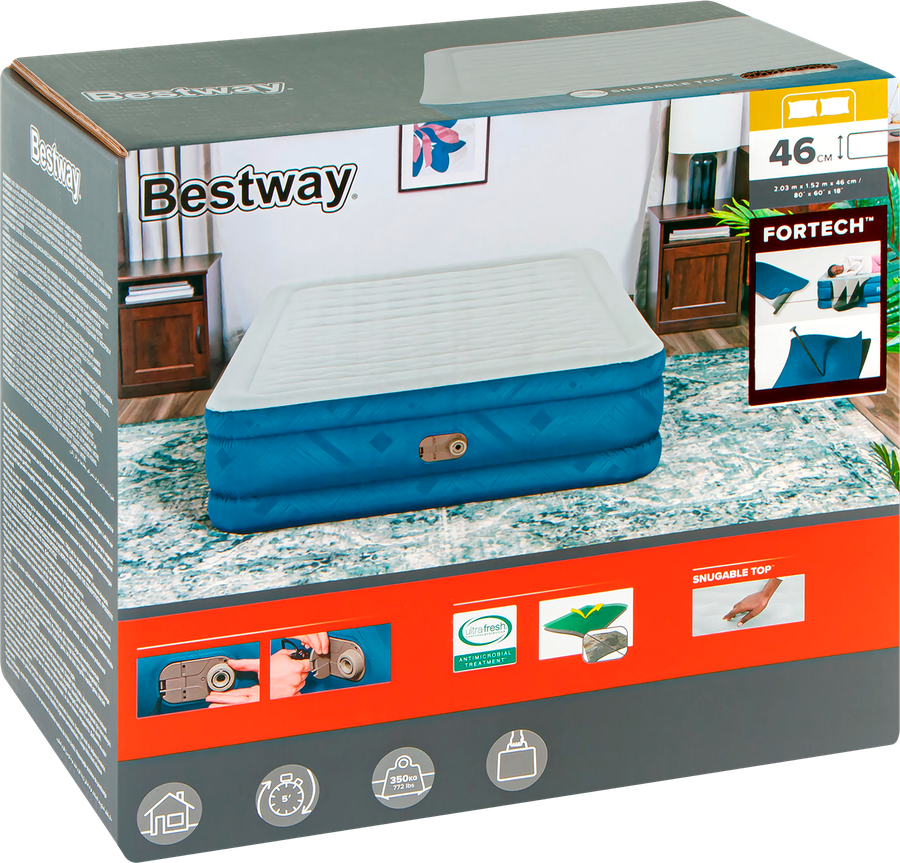 Кровать надувная BESTWAY Snugable Top Fortech 203х152х46см, Арт. 69075, предпросмотр