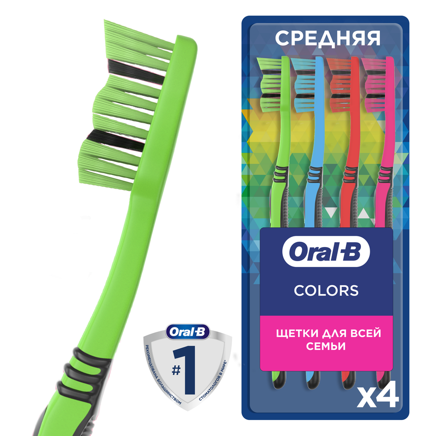 Зубная щетка ORAL-B Colors, средней жесткости, 4шт, превью