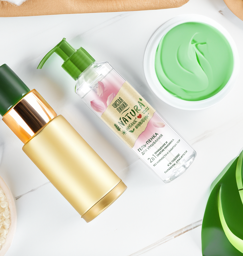 Гель-пенка для умывания ЧИСТАЯ ЛИНИЯ Natura Organic Шиповник, 160мл, предпросмотр