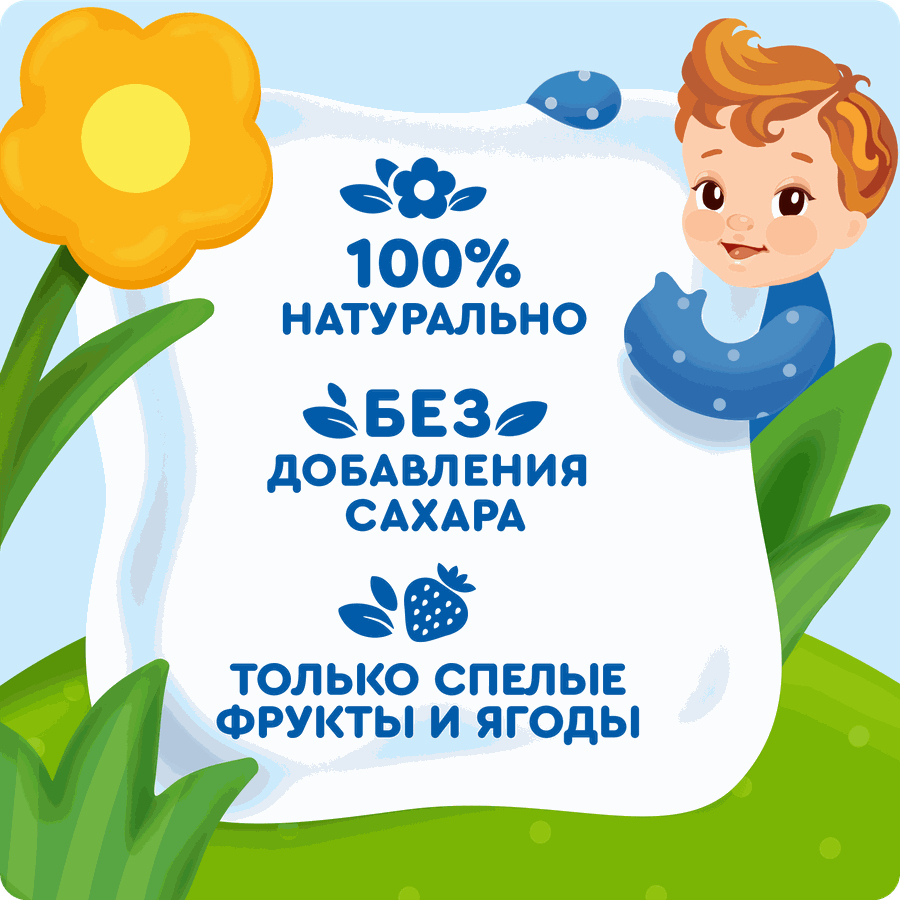 Пюре фруктово-ягодное детское АГУША Яблоко, банан, клубника и киви, с 8 месяцев, 90г, превью