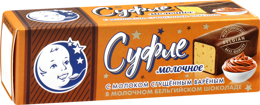 Суфле молочное ЗАВОД ИМЕНИ ПАСТУХОВА с молоком сгущенным вареным в молочном бельгийском шоколаде, без змж, 50г, превью