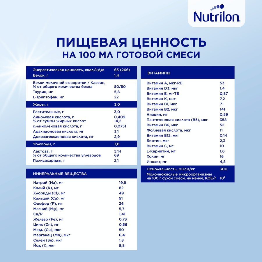 Смесь кисломолочная NUTRILON 1, с 0 месяцев, 350г, превью