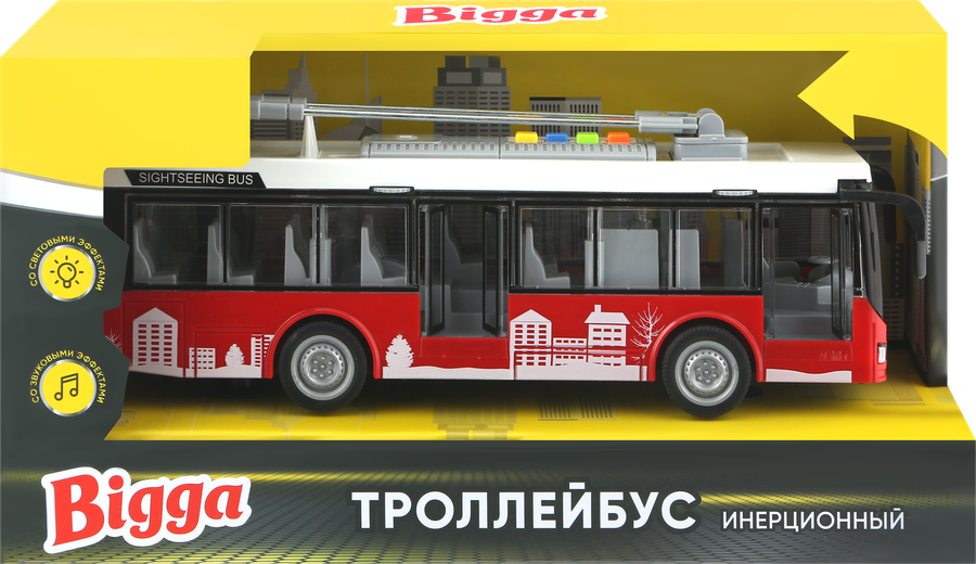 Игрушка инерционная BIGGA Троллейбус со звуковыми и световыми эффектами Арт. 994090120, превью
