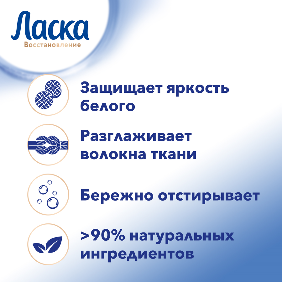 Средство для стирки белого белья ЛАСКА Эффект восстановления, 3л, превью