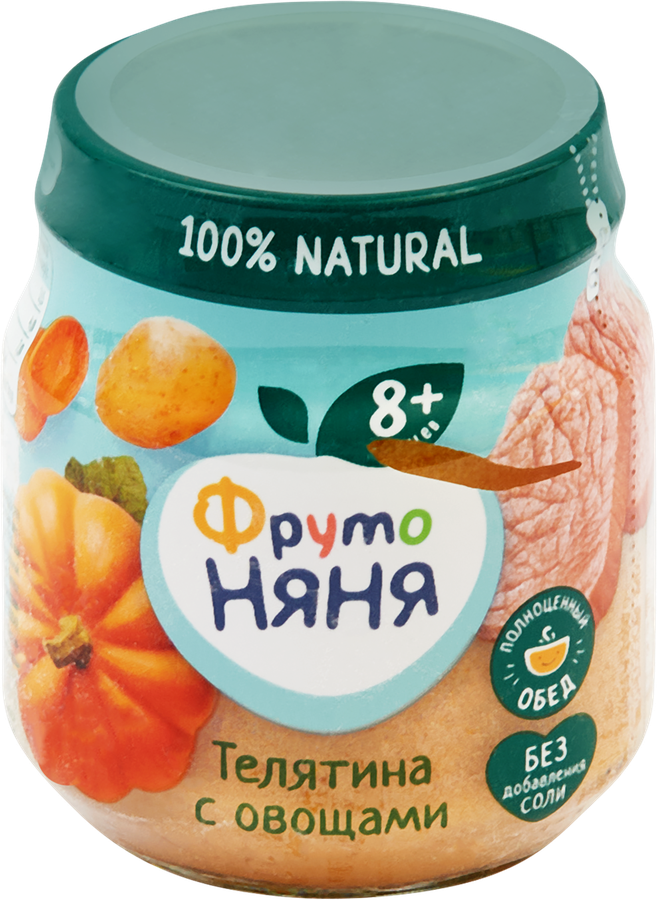 Пюре мясо-овощное ФРУТОНЯНЯ Телятина с овощами, с 8 месяцев, 100г, превью
