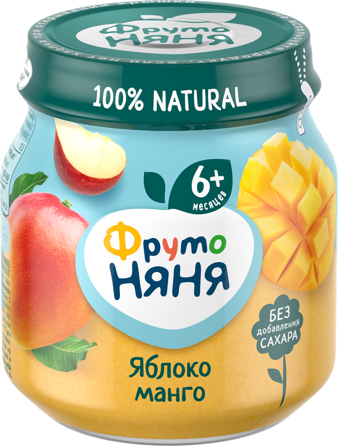 Пюре фруктовое ФРУТОНЯНЯ Яблоко и манго, с 6 месяцев, 100г, превью