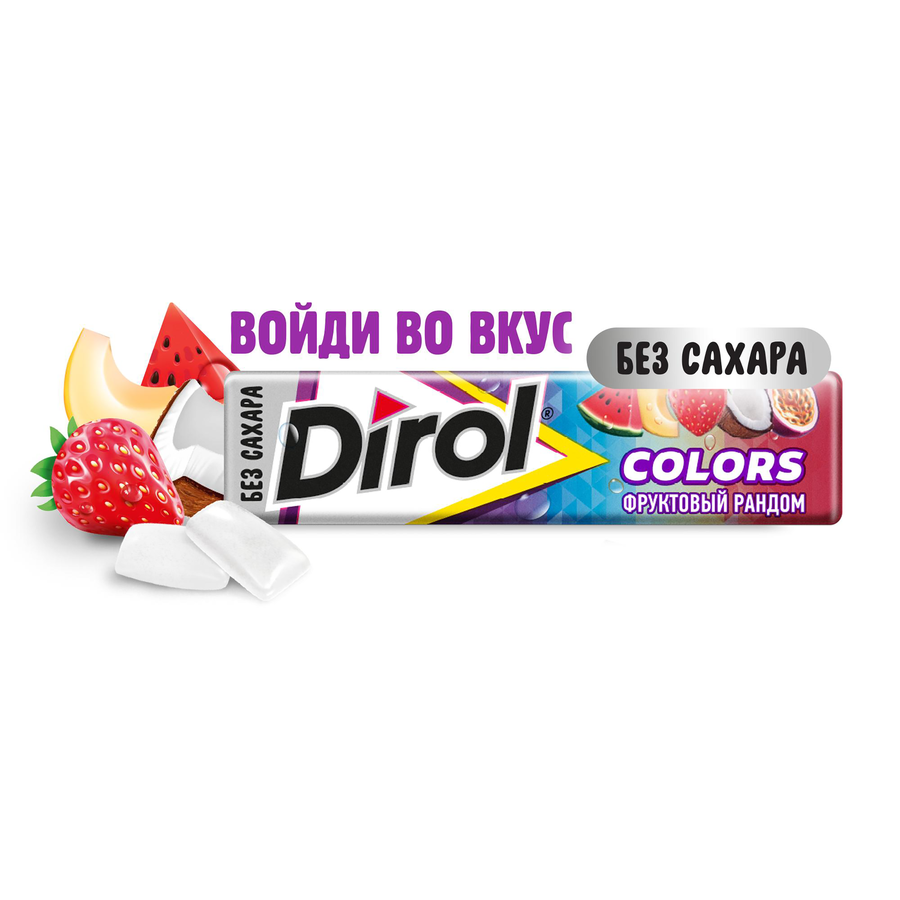 Жевательная резинка DIROL Colors Фруктовый рандом, без сахара, 13,6г, превью