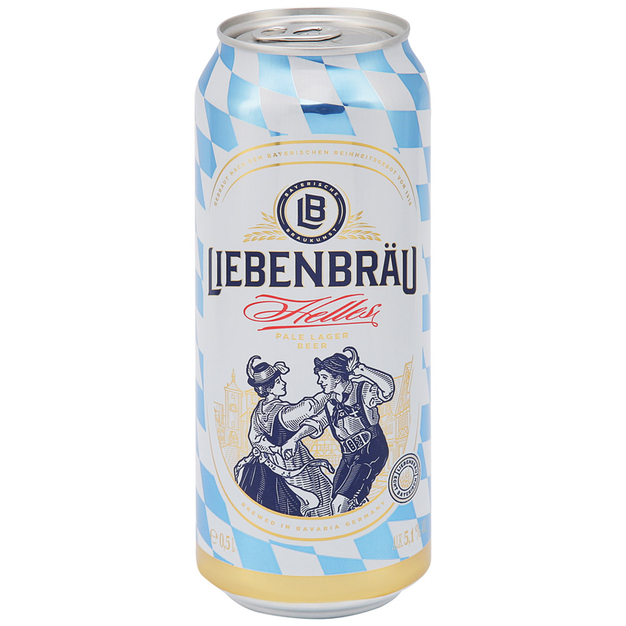 Пиво светлое LIEBENBRAU Helles фильтрованное пастеризованное, 5,1%, ж/б, 0.5л, превью