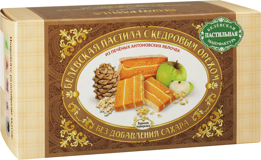 Пастила БЕЛЁВСКАЯ ПАСТИЛЬНАЯ МАНУФАКТУРА с кедровым орехом, 180г, предпросмотр